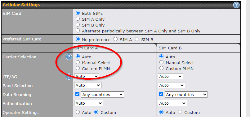 Ascend Router SIM Carrier selection 3